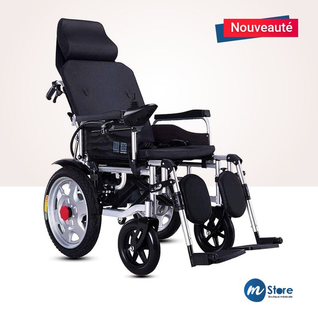 Fauteuil roulant électrique pliable à dossier réglable