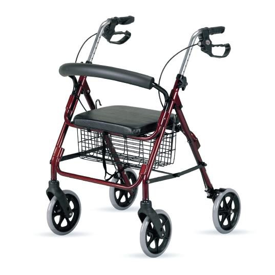 Rollator 4 roues pliant rouge