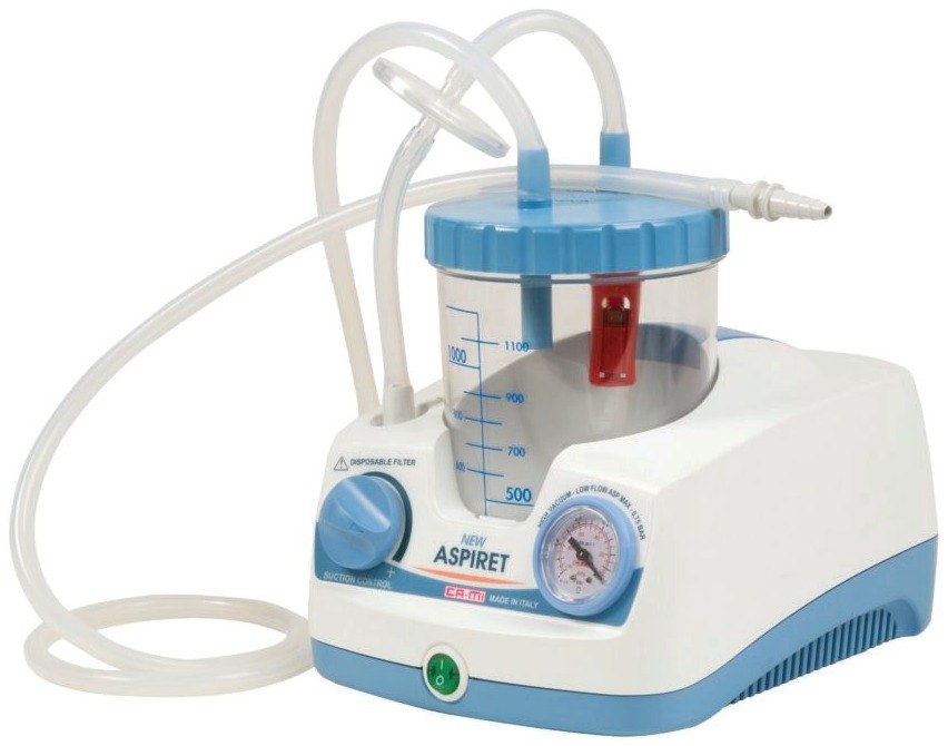 Aspirateur à mucosités CA-MI New Aspiret, bocal polycarbonate autoclavable 2 L