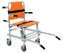 Chaise portoir d’évacuation et de transfert 4 roues, orange et noir